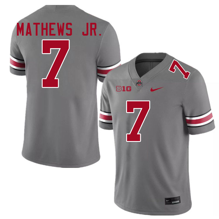 #7 Jermaine Mathews Jr. Ohio State Buckeyes Jersey College Football Uniforms-Grey